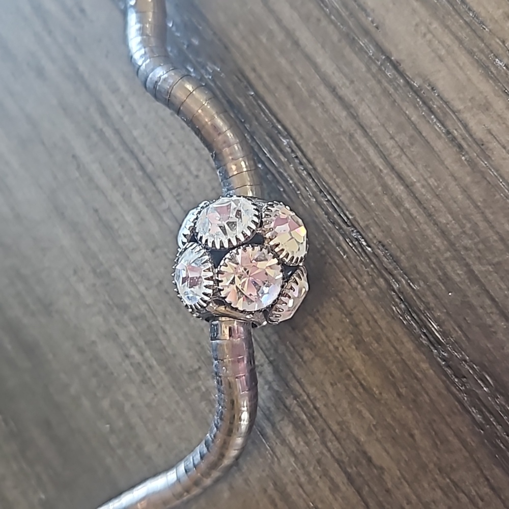 Fun Flexible Silver Snake Chain with a Chunky Crystal Ball Pendant - Picture 2 of 7